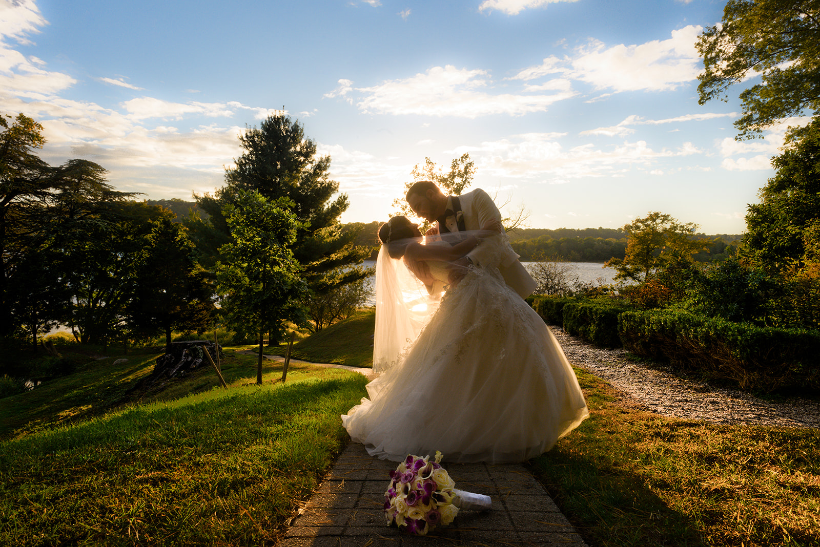Sunset kiss wedding photo NJ