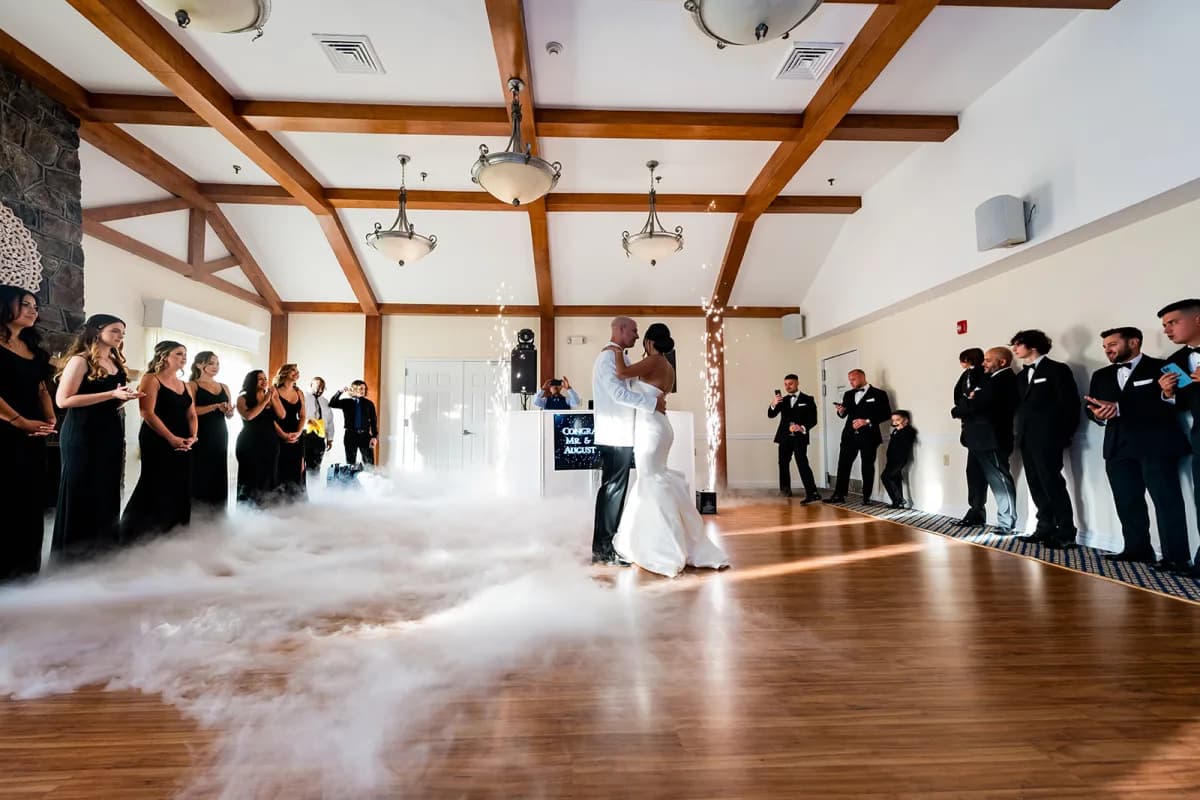 First dance under the wooden beams of the ballroom at The Club at Picatinny