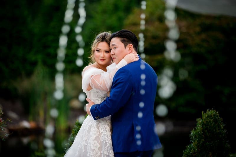 Bride and groom outdoor portrait