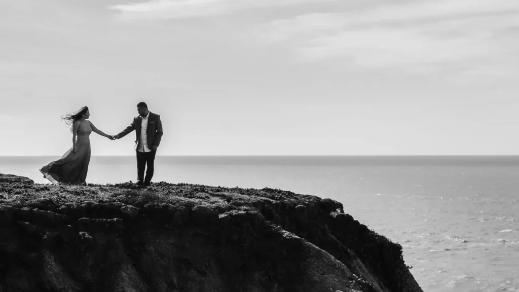 Newlyweds on rocks