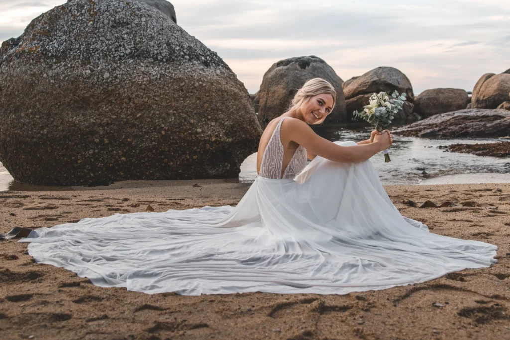 Bride on beach